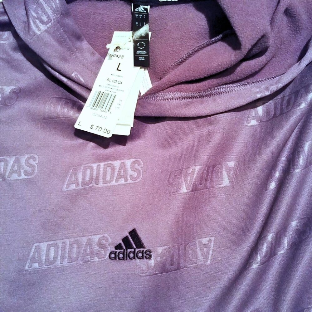 Adidas Brand Love Fleece Hoodie Sweatshirt Shadow Violet Men's Size Lg - Picture 5 of 9